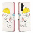 For Samsung Galaxy A25 5G Colored Drawing Pattern Leather Phone Case(Umbrella Elephant) - 1