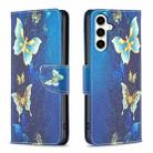 For Samsung Galaxy S23 FE 5G Colored Drawing Pattern Leather Phone Case(Gold Butterfly) - 1