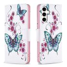 For Samsung Galaxy S23 FE 5G Colored Drawing Pattern Leather Phone Case(Flowers Butterfly) - 1