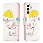 For Samsung Galaxy S23 FE 5G Colored Drawing Pattern Leather Phone Case(Umbrella Elephant) - 1