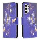 For Samsung Galaxy S23 FE 5G Colored Drawing Pattern Leather Phone Case(Purple Butterfly) - 1