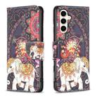 For Samsung Galaxy S23 FE 5G Colored Drawing Pattern Leather Phone Case(Flowers Elephant) - 1