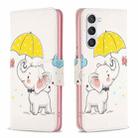 For Samsung Galaxy S24 5G Colored Drawing Pattern Leather Phone Case(Umbrella Elephant) - 1