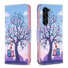 For Samsung Galaxy S24+ 5G Colored Drawing Pattern Leather Phone Case(Owl) - 1