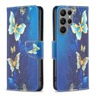 For Samsung Galaxy S24 Ultra 5G Colored Drawing Pattern Leather Phone Case(Gold Butterfly) - 1