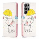 For Samsung Galaxy S24 Ultra 5G Colored Drawing Pattern Leather Phone Case(Umbrella Elephant) - 1