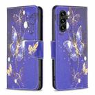 For Samsung Galaxy A35 Colored Drawing Pattern Leather Phone Case(Purple Butterfly) - 1