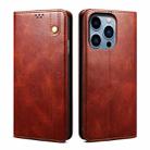 For iPhone 15 Pro Oil Wax Crazy Horse Texture Leather Phone Case(Brown) - 1