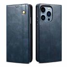 For iPhone 15 Pro Oil Wax Crazy Horse Texture Leather Phone Case(Blue) - 1