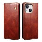 For iPhone 15 Plus Oil Wax Crazy Horse Texture Leather Phone Case(Brown) - 1