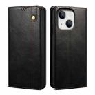 For iPhone 15 Oil Wax Crazy Horse Texture Leather Phone Case(Black) - 1