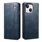 For iPhone 15 Oil Wax Crazy Horse Texture Leather Phone Case(Blue) - 1