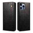 For iPhone 16 Pro Max Oil Wax Crazy Horse Texture Leather Phone Case(Black) - 1