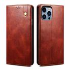 For iPhone 16 Pro Max Oil Wax Crazy Horse Texture Leather Phone Case(Brown) - 1