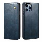 For iPhone 16 Pro Max Oil Wax Crazy Horse Texture Leather Phone Case(Blue) - 1