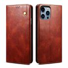 For iPhone 16 Pro Oil Wax Crazy Horse Texture Leather Phone Case(Brown) - 1