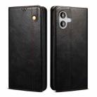 For iPhone 16 Plus Oil Wax Crazy Horse Texture Leather Phone Case(Black) - 1