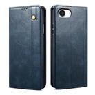 For iPhone 16e Oil Wax Crazy Horse Texture Leather Phone Case(Blue) - 1