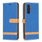 For Samsung Galaxy A25 5G Color Block Denim Texture Leather Phone Case(Royal Blue) - 1