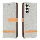 For Samsung Galaxy S23 FE 5G Color Block Denim Texture Leather Phone Case(Grey) - 1