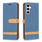 For Samsung Galaxy S23 FE 5G Color Block Denim Texture Leather Phone Case(Dark Blue) - 1
