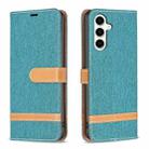 For Samsung Galaxy S23 FE 5G Color Block Denim Texture Leather Phone Case(Green) - 1