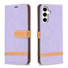 For Samsung Galaxy S23 FE 5G Color Block Denim Texture Leather Phone Case(Purple) - 1