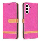 For Samsung Galaxy S23 FE 5G Color Block Denim Texture Leather Phone Case(Rose Red) - 1