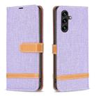 For Samsung Galaxy A15 Color Block Denim Texture Leather Phone Case(Purple) - 1