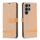 For Samsung Galaxy S24 Ultra 5G Color Block Denim Texture Leather Phone Case(Brown) - 1