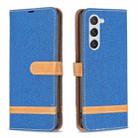 For Samsung Galaxy S24 5G Color Block Denim Texture Leather Phone Case(Royal Blue) - 1