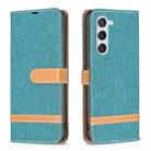 For Samsung Galaxy S24 5G Color Block Denim Texture Leather Phone Case(Green) - 1