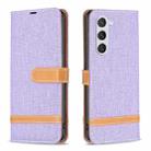 For Samsung Galaxy S24 5G Color Block Denim Texture Leather Phone Case(Purple) - 1