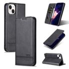 For iPhone 15 Plus AZNS Magnetic Calf Texture Leather Phone Case(Black) - 1