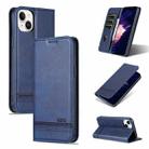 For iPhone 15 AZNS Magnetic Calf Texture Leather Phone Case(Dark Blu) - 1