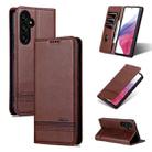 For Samsung Galaxy A35 5G AZNS Magnetic Calf Texture Flip Leather Phone Case(Dark Brown) - 1