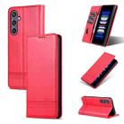 For Samsung Galaxy S24 5G AZNS Magnetic Calf Texture Flip Leather Phone Case(Red) - 1