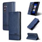 For Samsung Galaxy S24 5G AZNS Magnetic Calf Texture Flip Leather Phone Case(Dark Blue) - 1