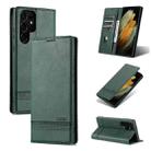 For Samsung Galaxy S24 Ultra 5G AZNS Magnetic Calf Texture Flip Leather Phone Case(Dark Green) - 1