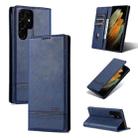 For Samsung Galaxy S24 Ultra 5G AZNS Magnetic Calf Texture Flip Leather Phone Case(Dark Blue) - 1