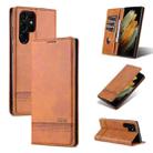 For Samsung Galaxy S24 Ultra 5G AZNS Magnetic Calf Texture Flip Leather Phone Case(Light Brown) - 1