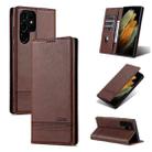 For Samsung Galaxy S24 Ultra 5G AZNS Magnetic Calf Texture Flip Leather Phone Case(Dark Brown) - 1