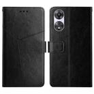 For OPPO A58 4G Y-shaped Pattern Flip Leather Phone Case(Black) - 1