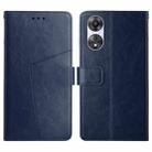 For OPPO A58 4G Y-shaped Pattern Flip Leather Phone Case(Blue) - 1