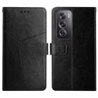 For OPPO Reno12 5G Global Y-shaped Pattern Flip Leather Phone Case(Black) - 1