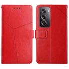 For OPPO Reno12 5G Global Y-shaped Pattern Flip Leather Phone Case(Red) - 1