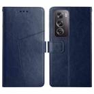 For OPPO Reno12 5G Global Y-shaped Pattern Flip Leather Phone Case(Blue) - 1