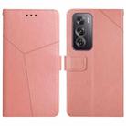 For OPPO Reno12 5G Global Y-shaped Pattern Flip Leather Phone Case(Pink) - 1