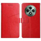 For OPPO Reno12 F 5G Global Y-shaped Pattern Flip Leather Phone Case(Red) - 1