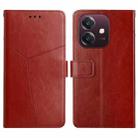 For OPPO A3x India Y-shaped Pattern Flip Leather Phone Case(Brown) - 1